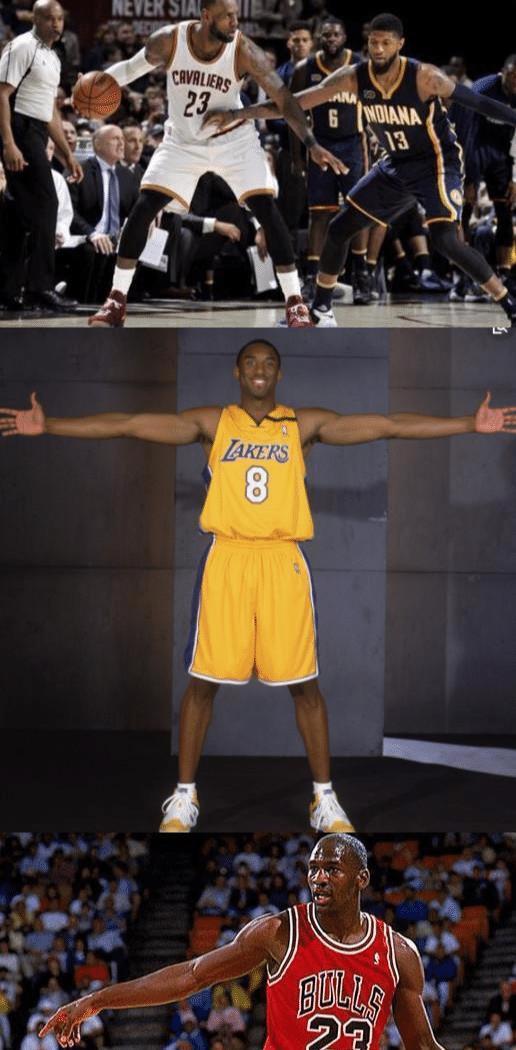 臂展方面:乔丹212cm,科比210cm,詹姆斯210cm.手掌长度方面:乔丹25.