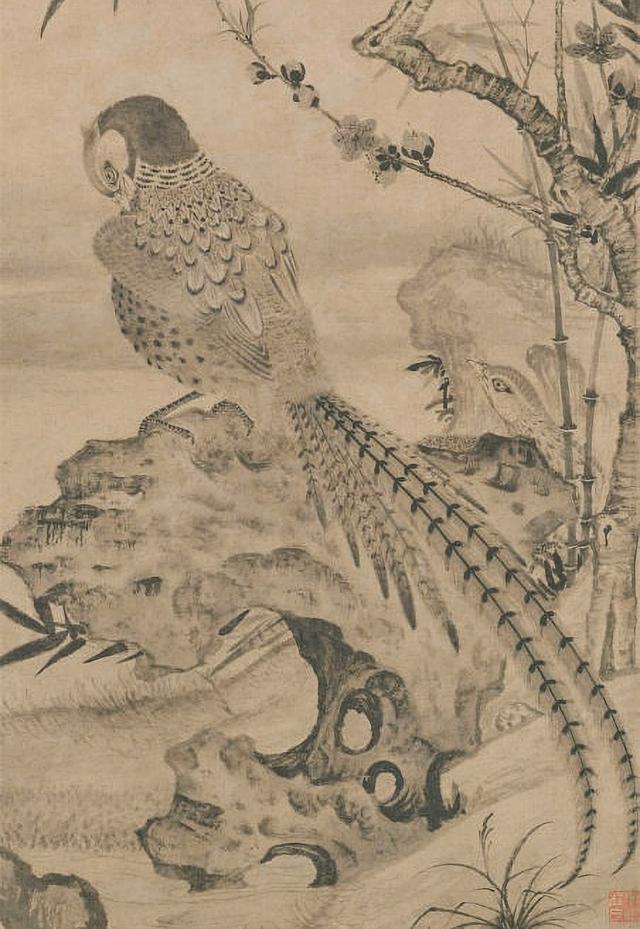 墨写桃花似艳妆：元，王渊《桃竹锦鸡图》|桃竹锦鸡图|王渊|桃花_新浪新闻