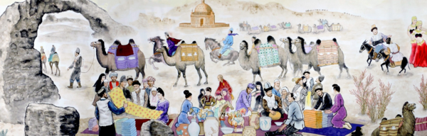 向第二届一带一路论坛献礼一詹明荣古代丝绸之路长卷《丝路瓷魂》