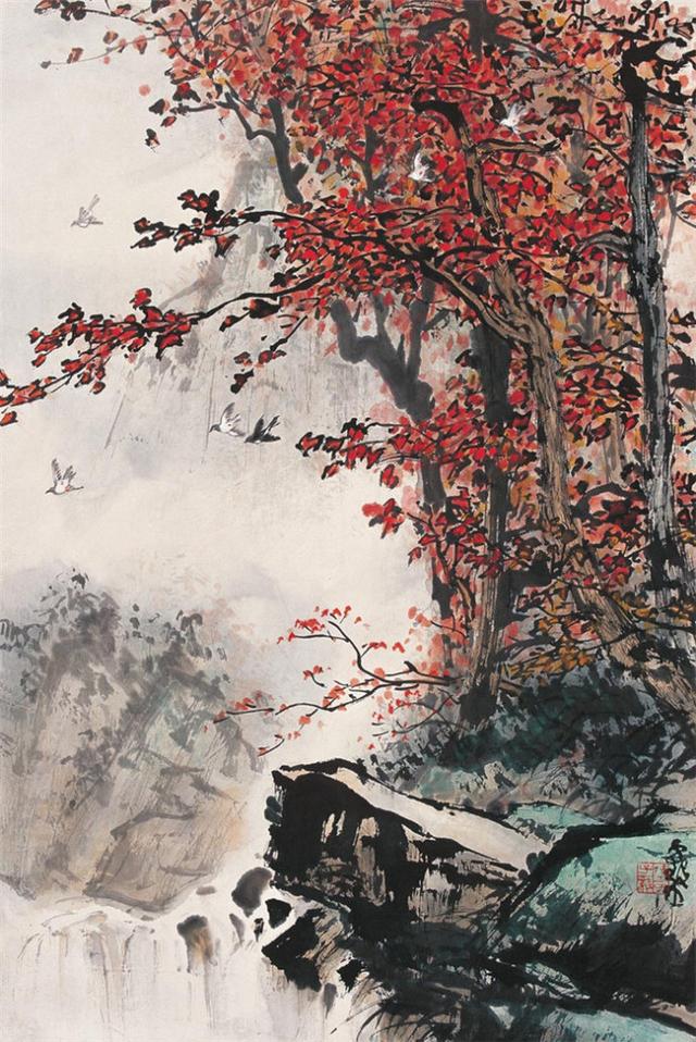 红棉喜鹊花桥春晓广东陈子毅作品赏析