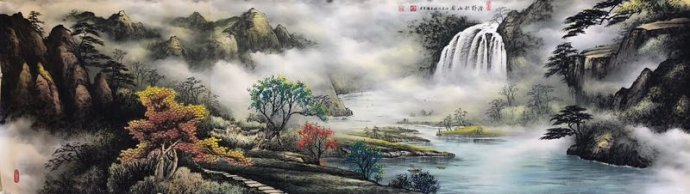 当代著名画家龙宽彩墨山水画欣赏