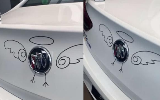 小学生被留画车标作业创造力不得不佩服大众成忍者神龟