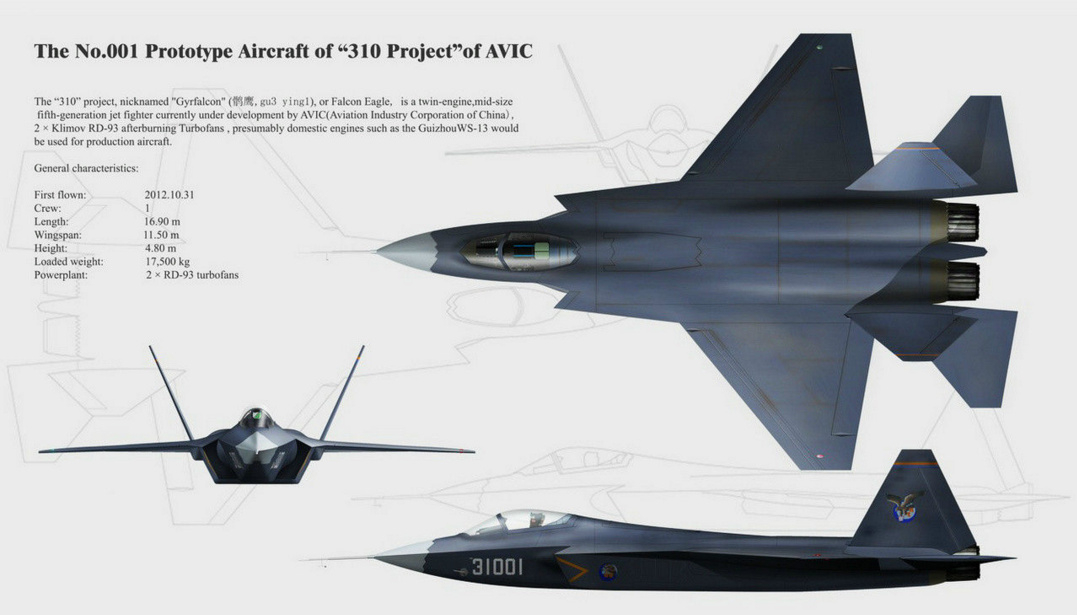 "鹘鹰"原型机三视图但是在其原型机及其性能被曝光之后却遭到大多数人