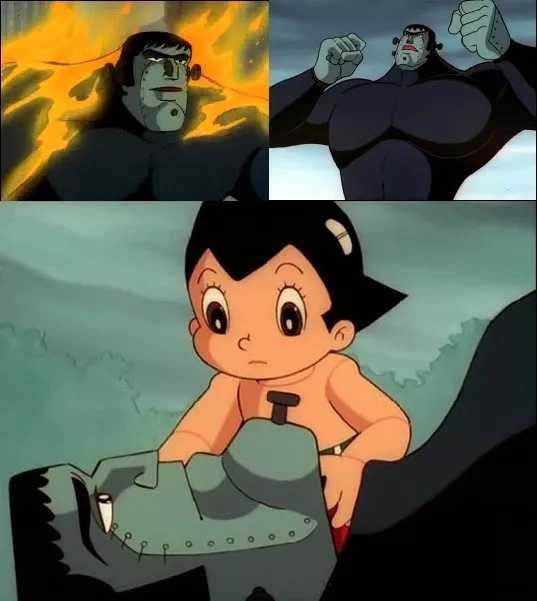 《铁臂阿童木》可考的结局共有四个——63版动画剧集中,阿童木为了