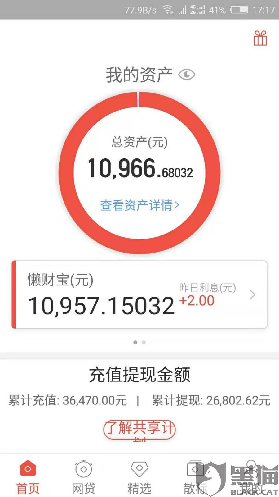 黑猫投诉懒财金服从2018年到至今取不了钱