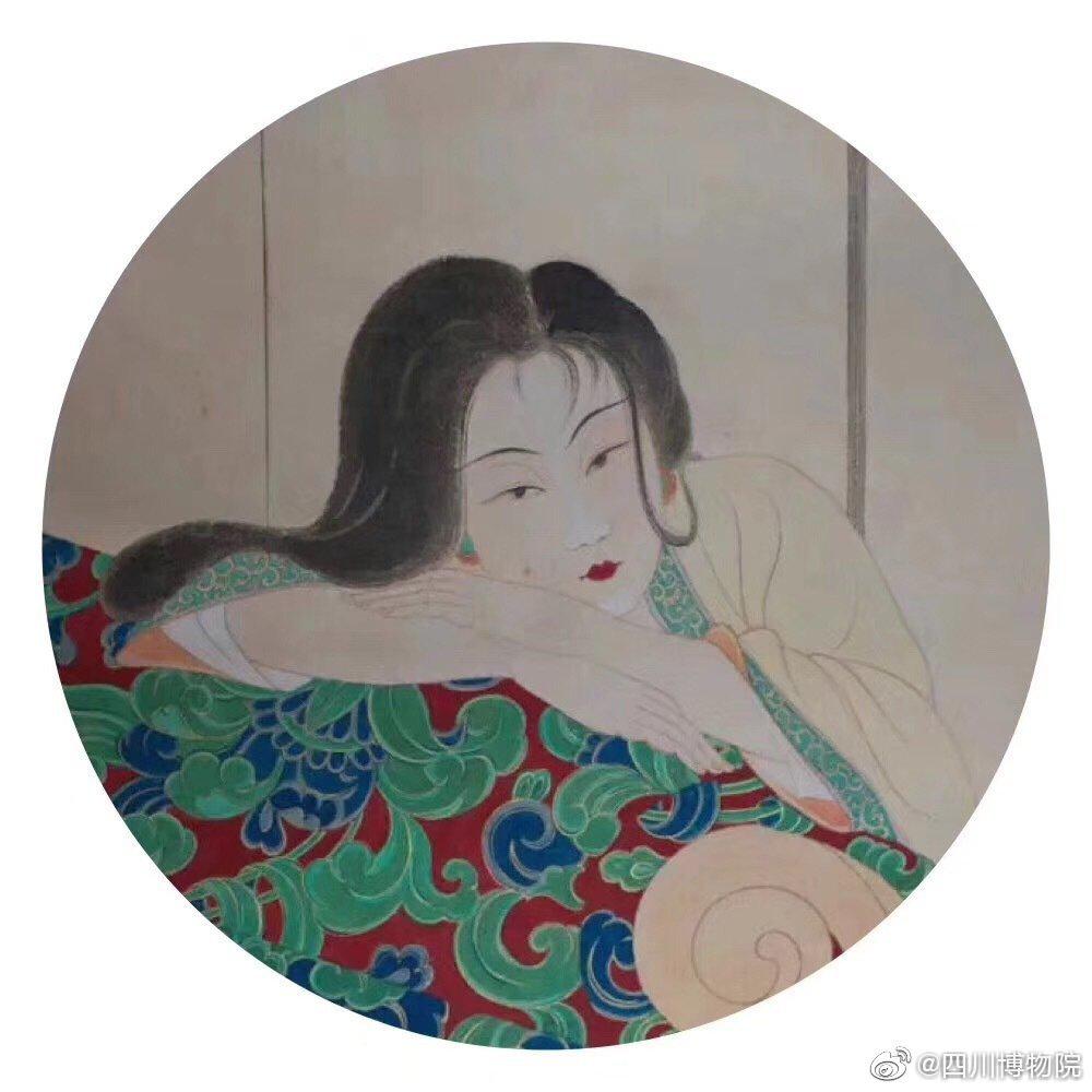 张大千《仕女拥衾图轴》，创作于1946年，纸本，纵117、横47.3厘米_新浪新闻