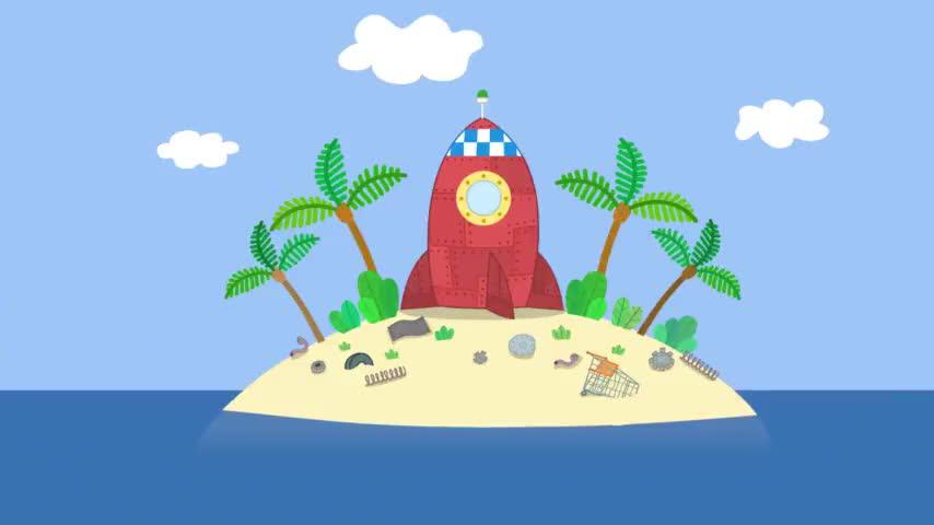小猪佩奇:兔爷爷有真的大火箭,大家都来找他,他们要去月球啦
