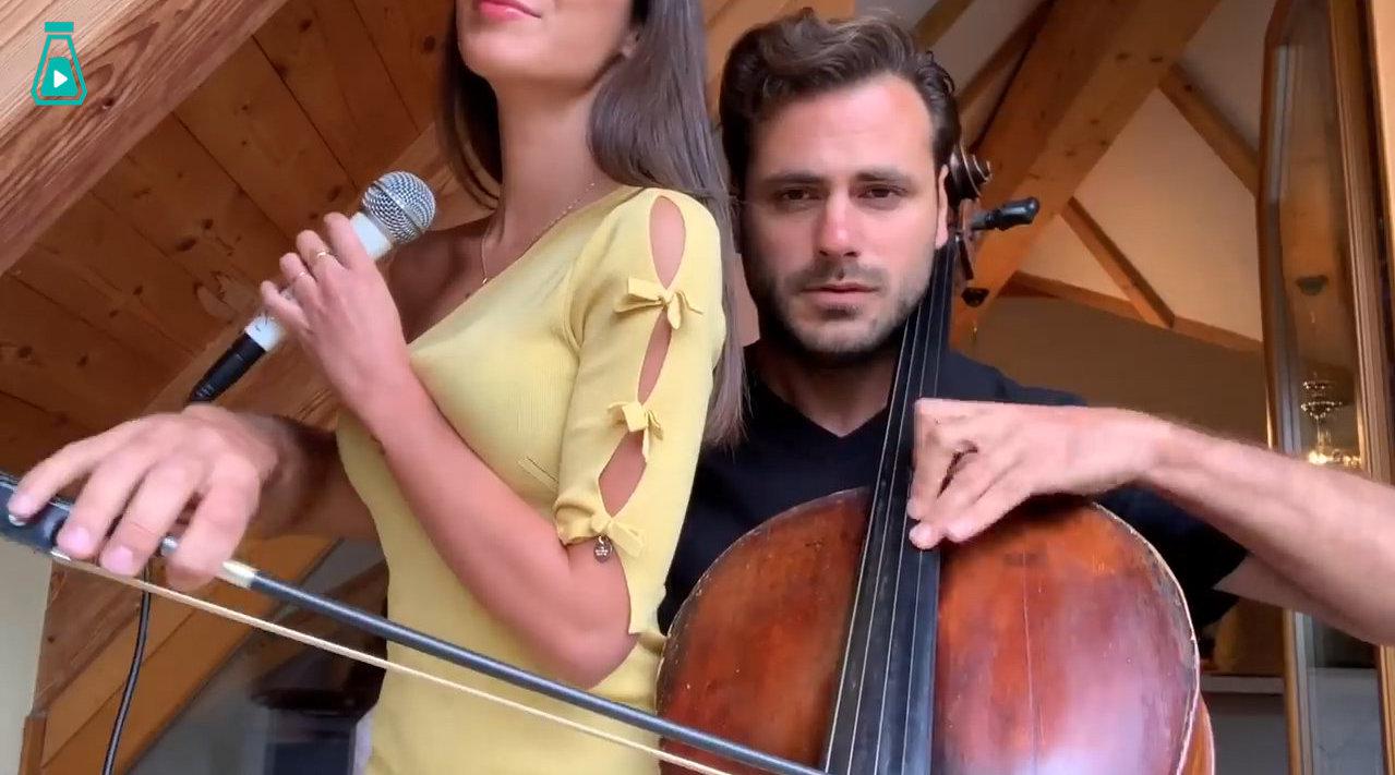 大提琴家斯蒂潘·豪瑟和benedetta caretta一起表演《my heart will