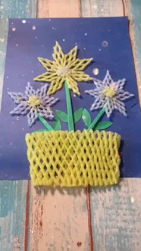 用套水果的袋子制作手工花,万物皆可diy