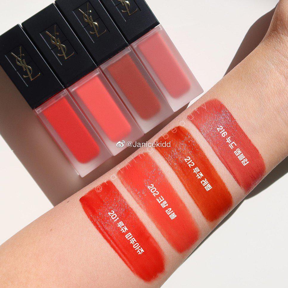 ysl 2020新品 tatouage couture velvet黑盖天鹅绒唇釉试色 6ml/47