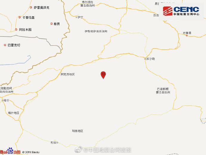 新疆阿克苏地区沙雅县发生4.5级地震 震源深度