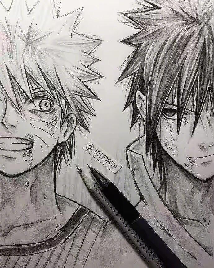 铅笔画:佐鸣"心有灵犀",自来也帅气,鼬神看着就心疼|铅笔画|鼬|火影