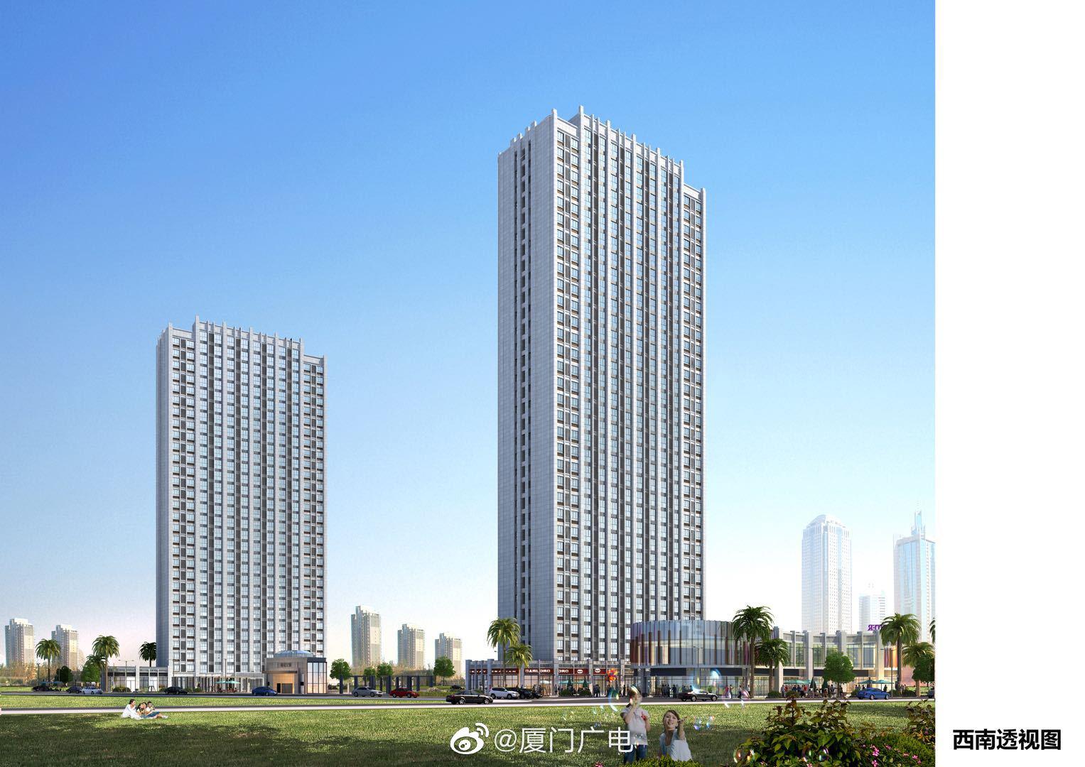 为厦门软件园二期提供人才住房配套的湖边公寓1号楼今天实现封顶