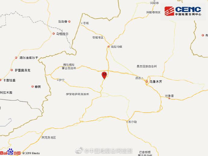 新疆塔城地区乌苏市发生3.1级地震，震源深度1