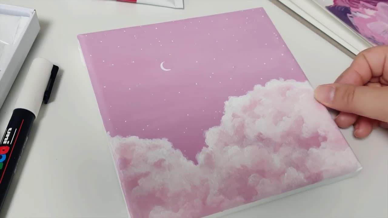 用丙烯画粉色云朵天空.这种小画特别适合放家里装饰～by goldson