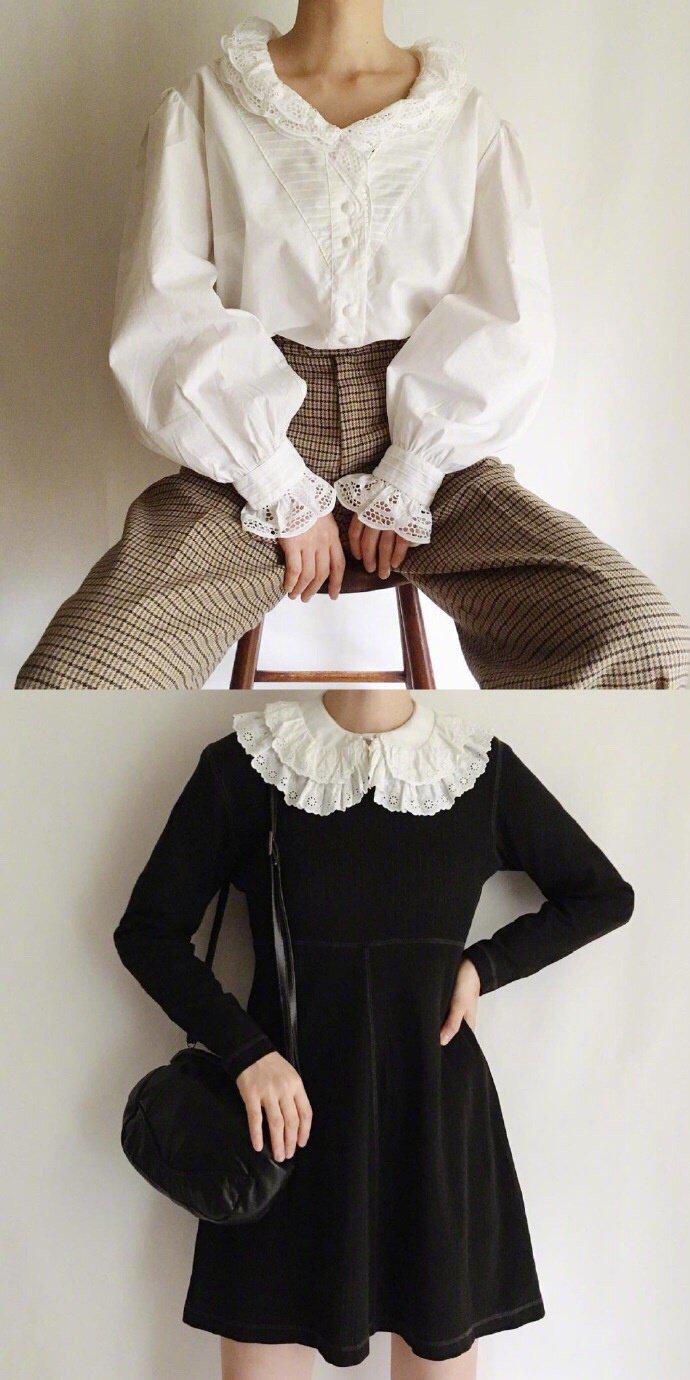 美式复古范儿十足的穿搭,饱含着软软少女感的白色蕾丝花边太甜了