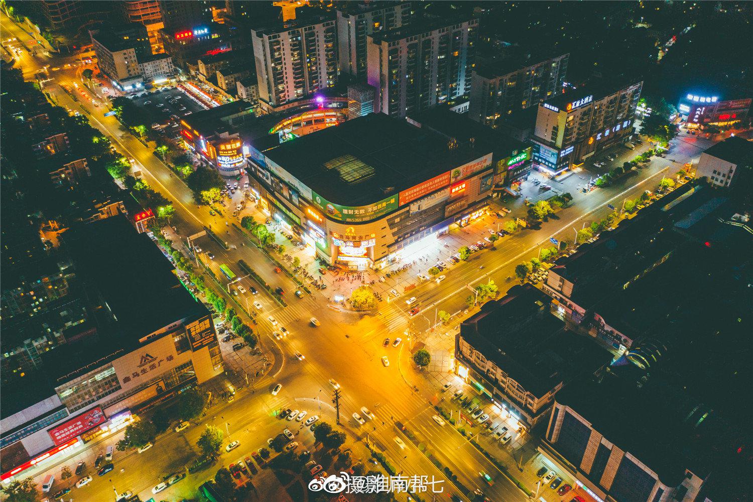 淮南西部蔡家岗夜景航拍