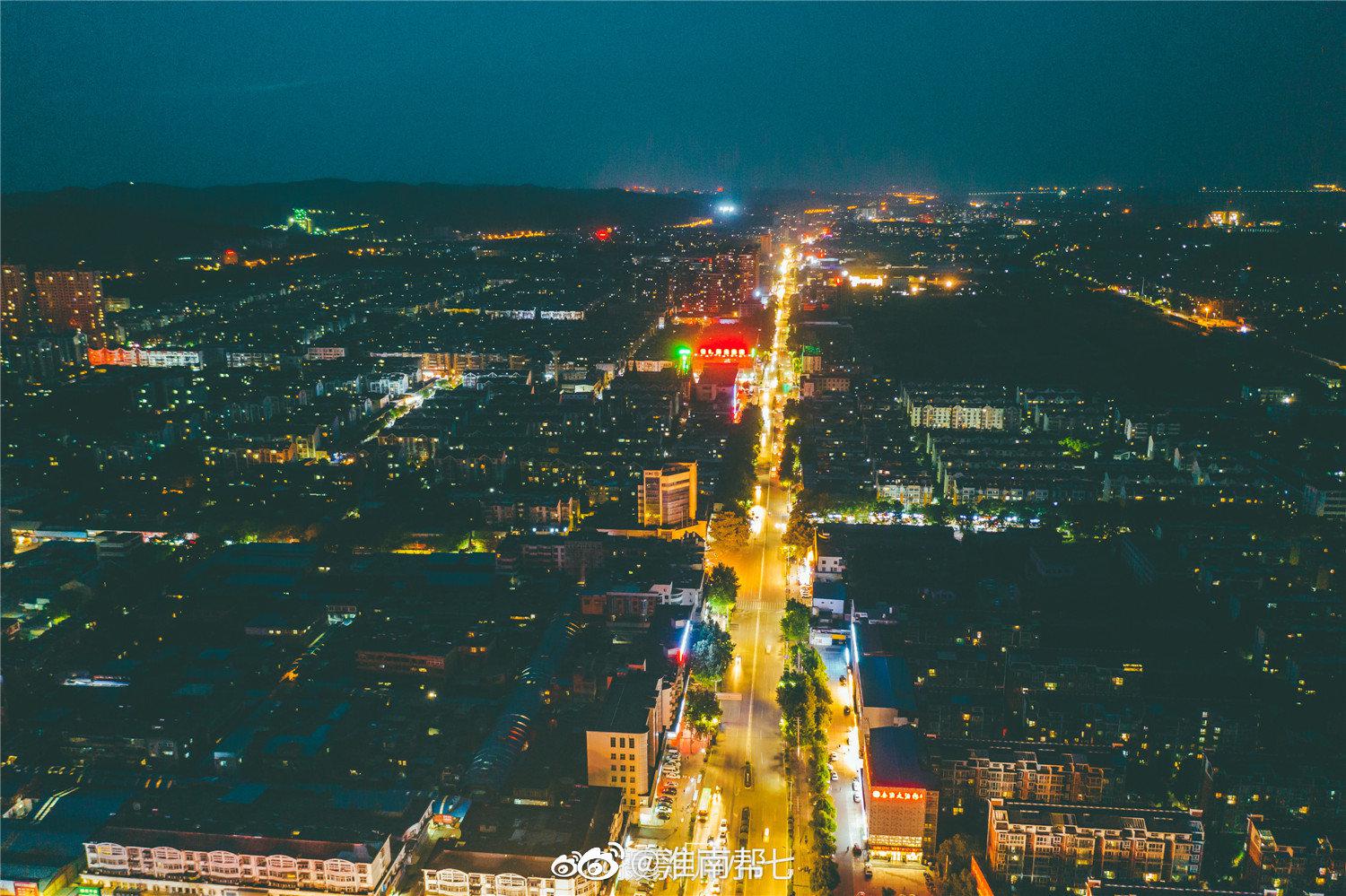 淮南西部蔡家岗夜景航拍