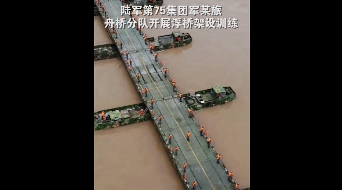 壮观!40分钟舟桥兵金沙江上搭起钢铁浮桥_手机新浪网