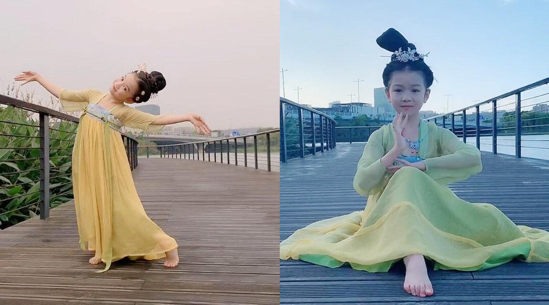 小女孩穿上汉服跳古典舞,气质这块绝了!