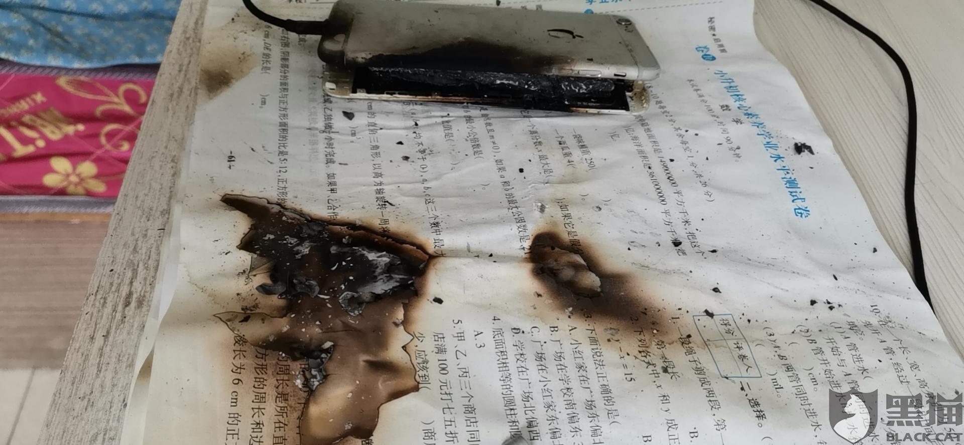 黑猫投诉pantoscopic旗舰店购买苹果手机电池爆炸起火