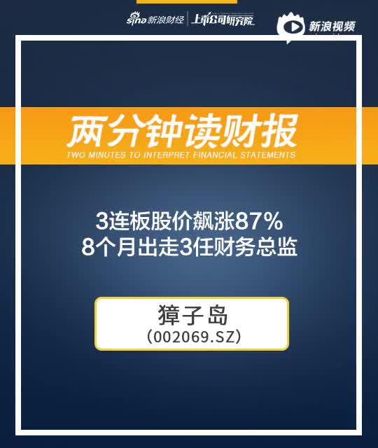 2分钟读财报|3连板獐子岛:股价涨87%  8个月3财务总监辞职