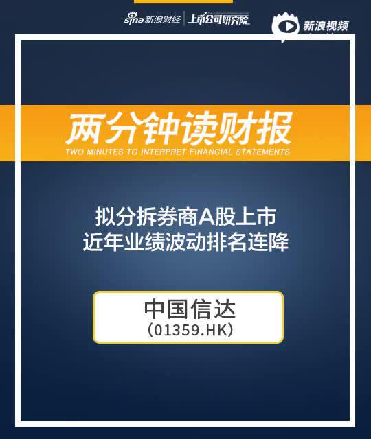 2分钟读财报|中国信达拟拆券商回A 近年业绩波动排名连降