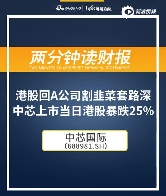 2分钟读财报|港股回A割韭菜套路深:中芯上市日港股跌25%