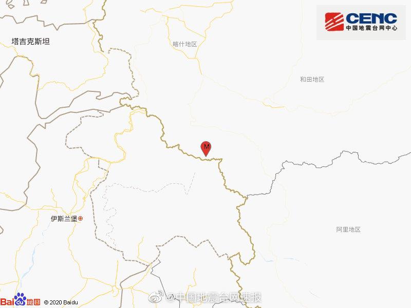 新疆喀什地区叶城县发生3.2级地震 震源深度78千