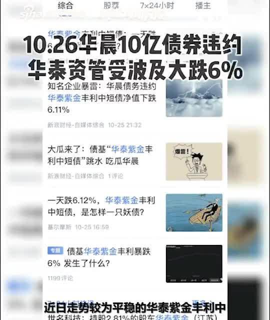 2分钟读财报|华晨10亿债券违约 华泰资管受波及大跌6%