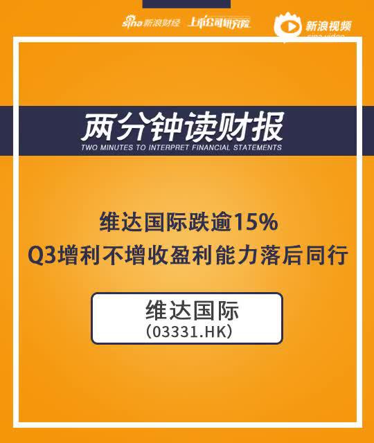 2分钟读财报|维达国际跌15%  Q3增利不增收盈利能力落后同行