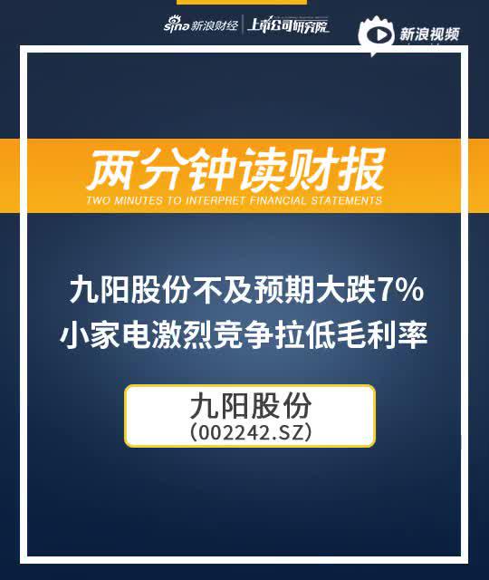 2分钟读财报|九阳Q3不及预期跌7% 小家电激烈竞争拉低毛利率