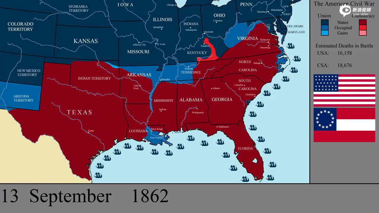动态地图看美国南北战争战况每日变化_手机新浪网