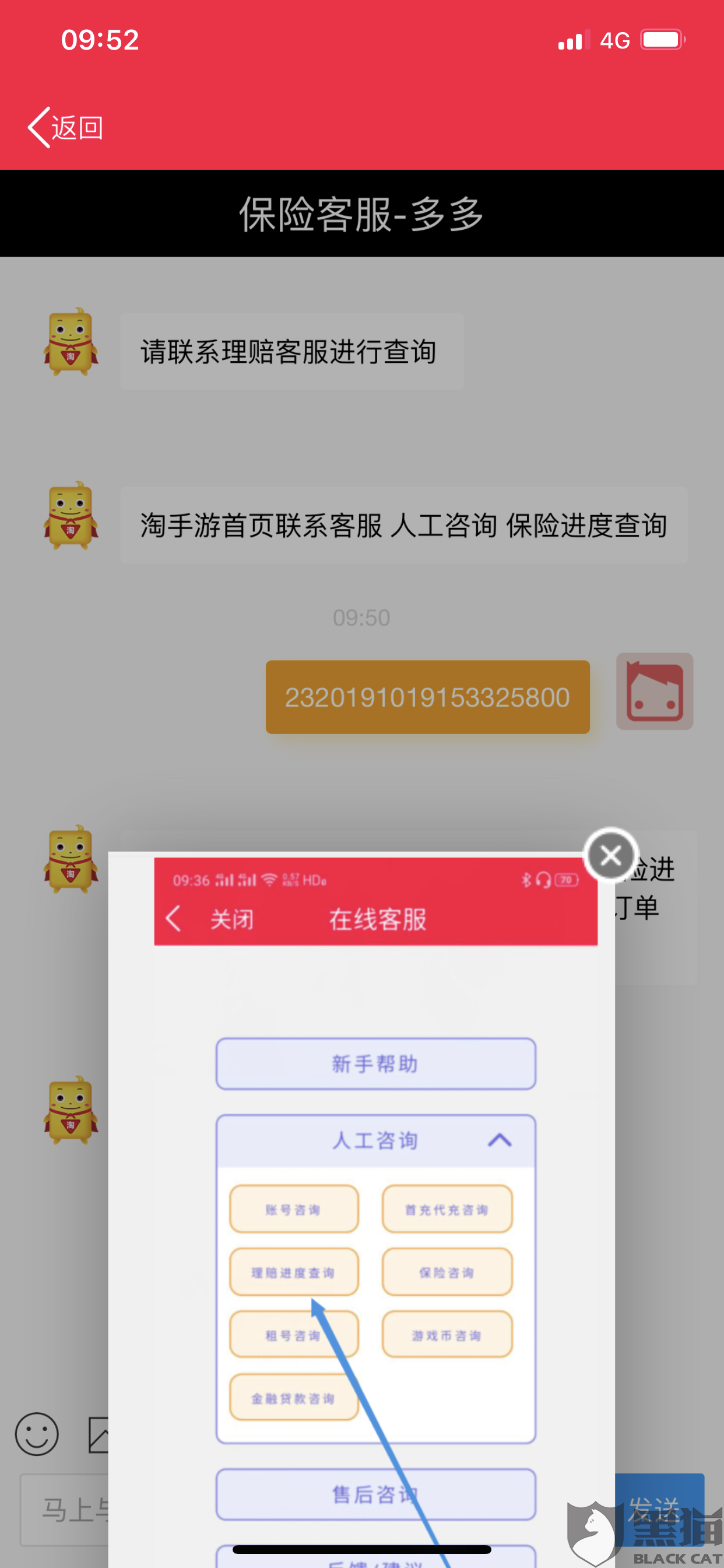 黑猫投诉:一直不处理客服一直也不给明确的解释|淘手游|保险理赔|黑猫