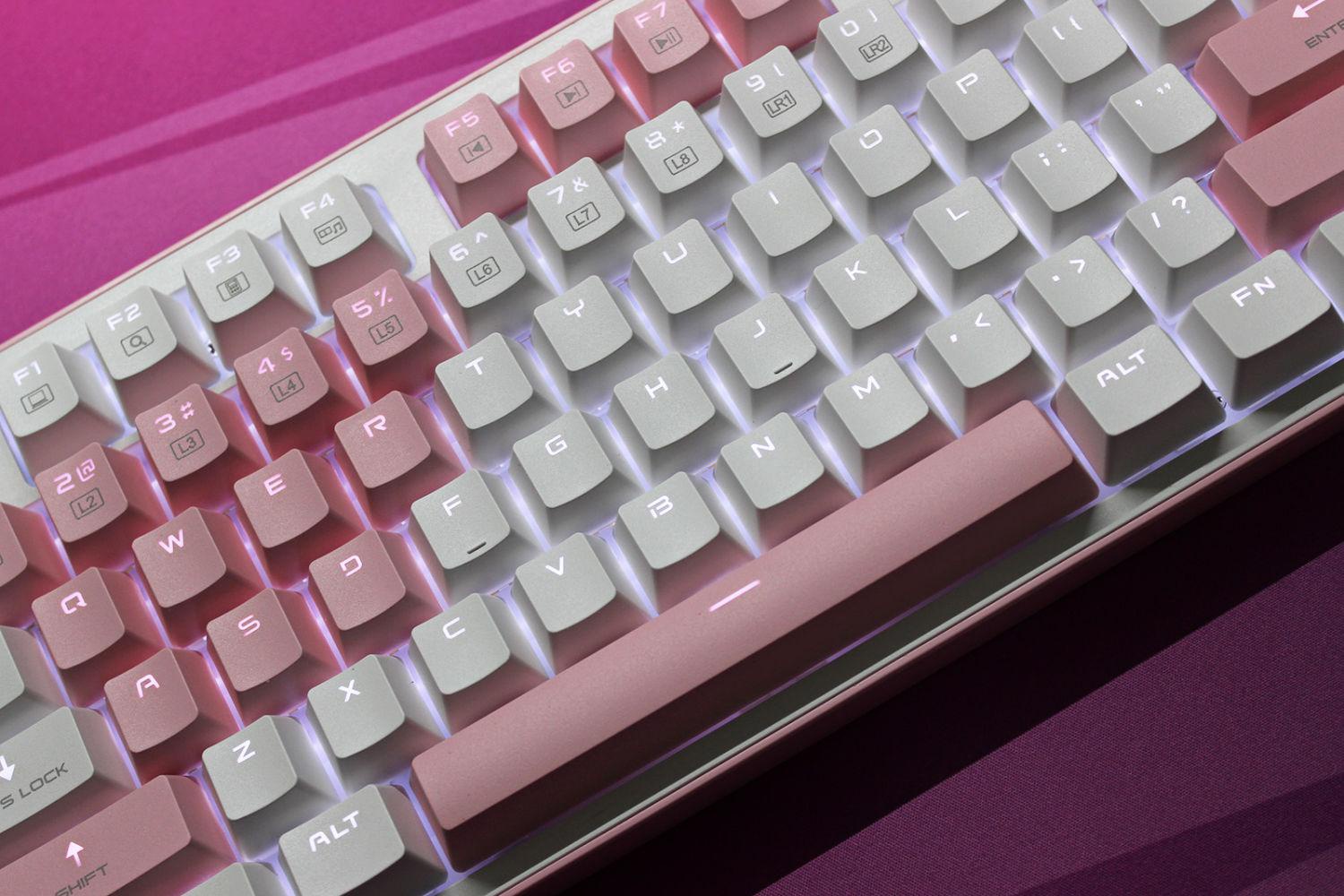 向粉白配色投降微星gk50z pixel 机械键盘开箱