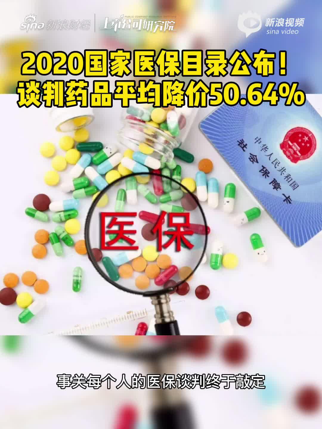 2分钟读财报|2020国家医保目录公布！谈判药品平均降价50.64%