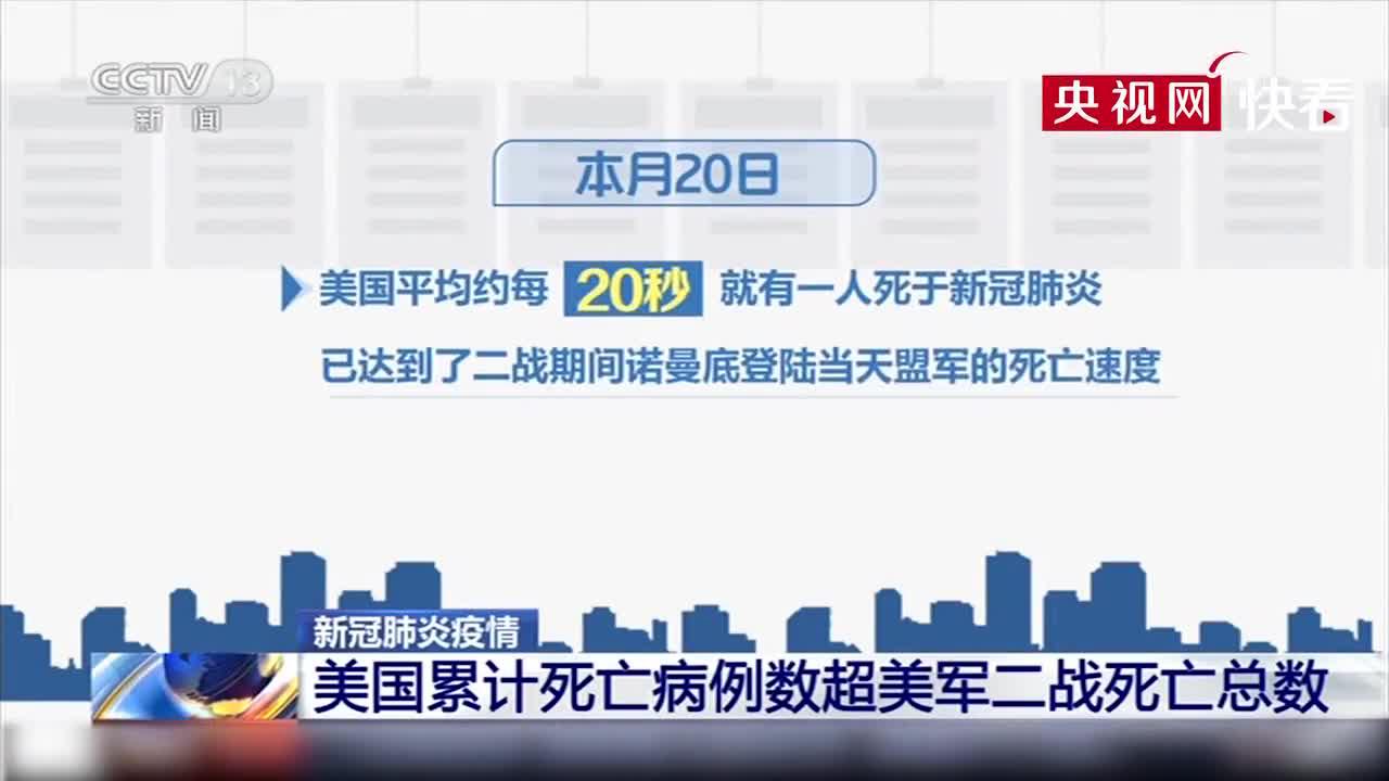 美国新冠累计死亡病例数超美军二战死亡总数