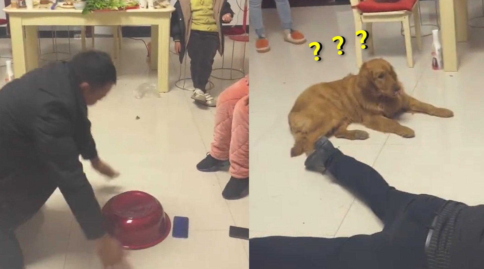 男子磕头拜年要红包 一脑袋把脸盆磕瘪了