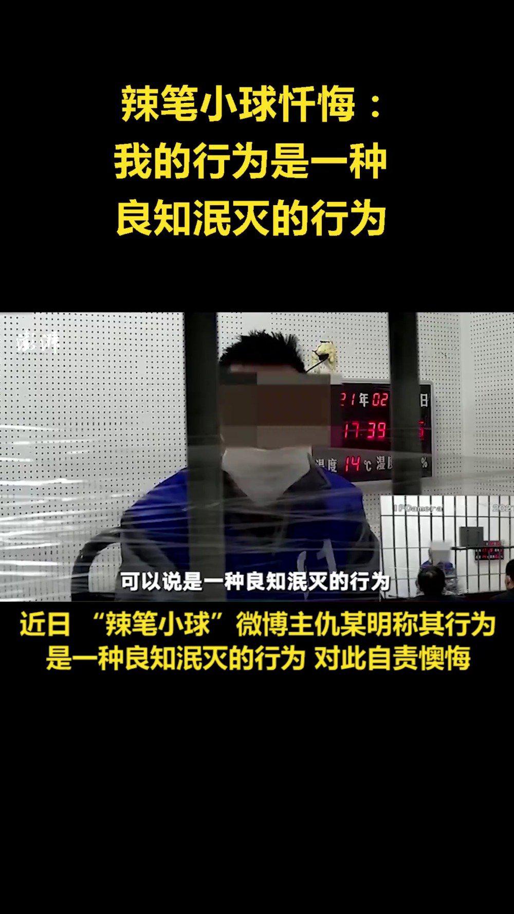 辣笔小球忏悔我的行为是一种良知泯灭的行为