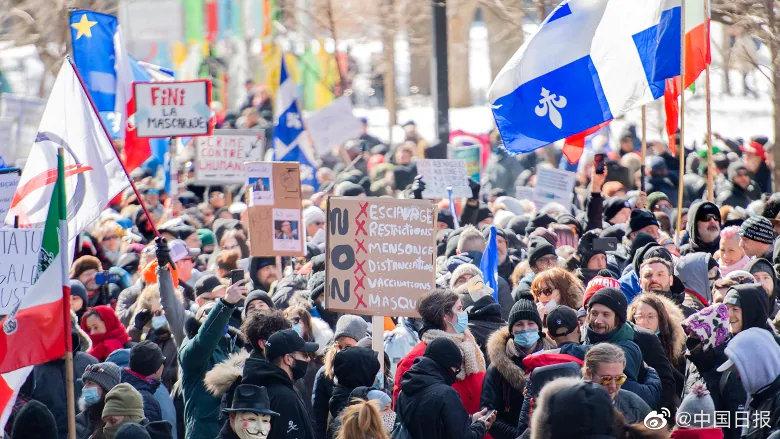 加媒：加拿大爆发疫情以来最大规模抗议游行