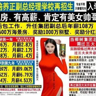 椰树招新广告又火了：年薪百万、奖海景房别墅 回应称“非炒作”
