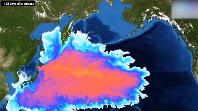 动画模拟福岛核泄漏扩散 核废水57天影响大半太平洋 3年后到美国
