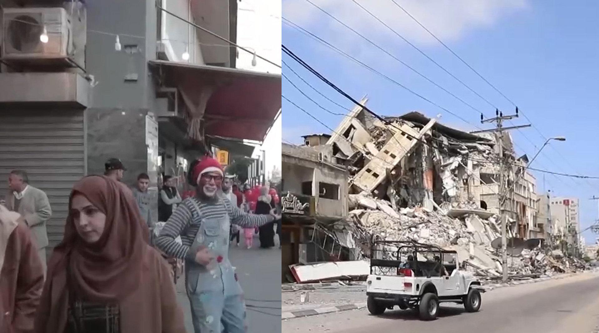 加沙地带遭空袭前后对比