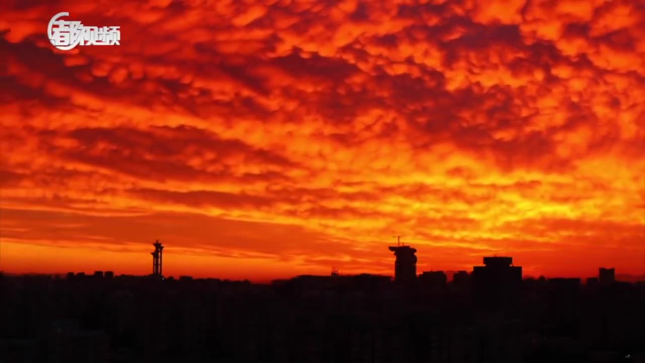 今日早霞 红云滚滚映红了北京整个天空!_手机新浪网