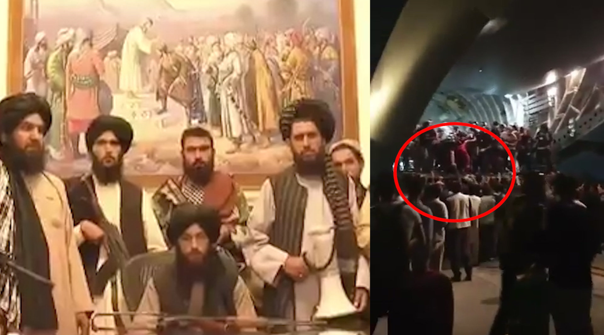现场画面:塔利班控制阿富汗总统府 美使馆人员仓皇撤离被拉上军机