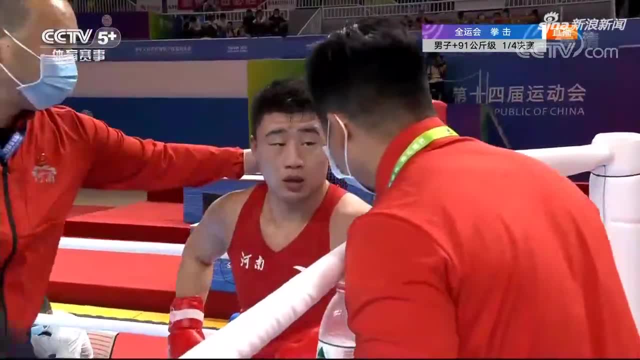 黑龙江选手牟海鹏晋级拳击男子 91公斤级半决赛