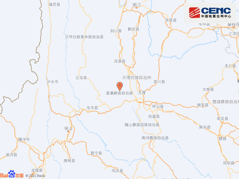 中国地震台网自动测定 10月22日17时19分在云南大理州漾濞县附近 手机新浪网