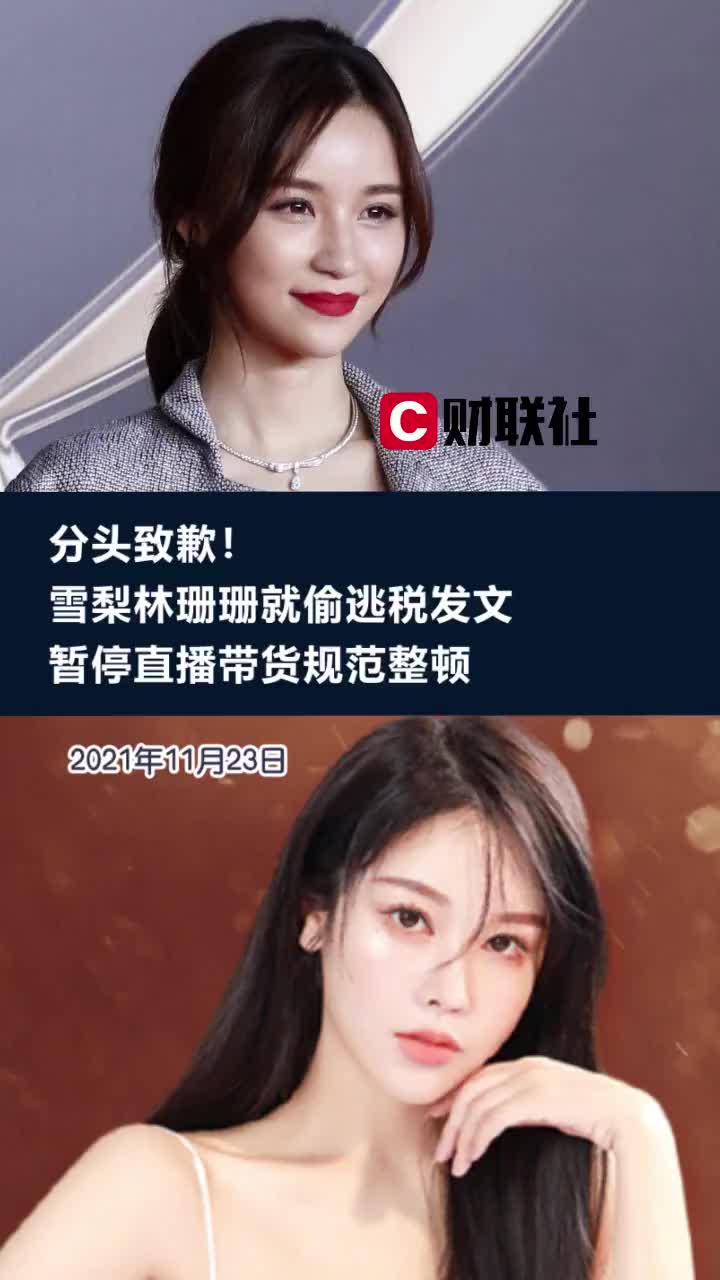 分头致歉！雪梨林珊珊就偷逃税发文：暂停直播带货规范整顿