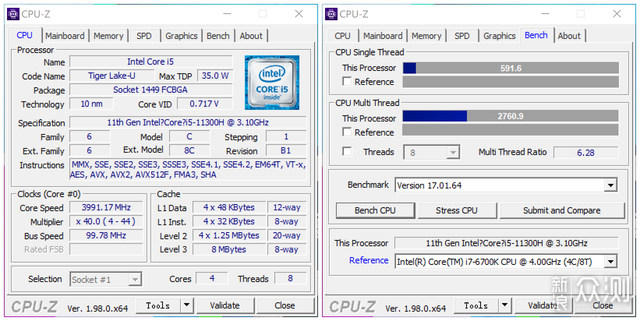 版搭载英特尔第11代酷睿tiger lake h35平台中的i5-11300h标压处理器