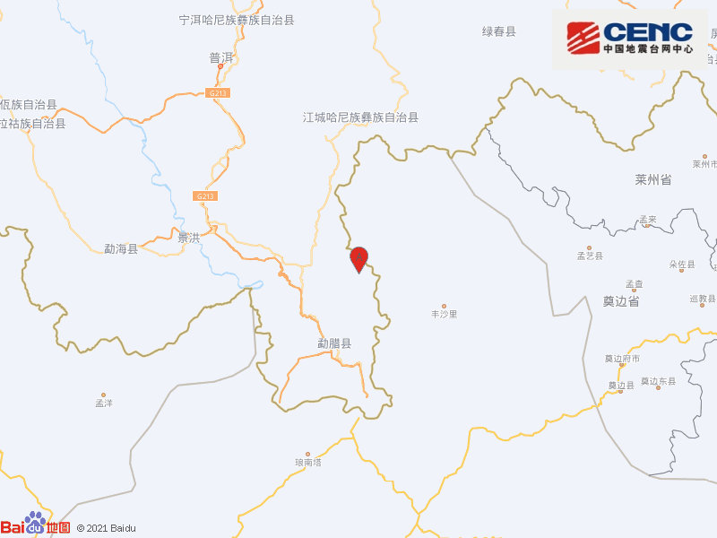 云南西双版纳州勐腊县附近发生3.5级左右地震